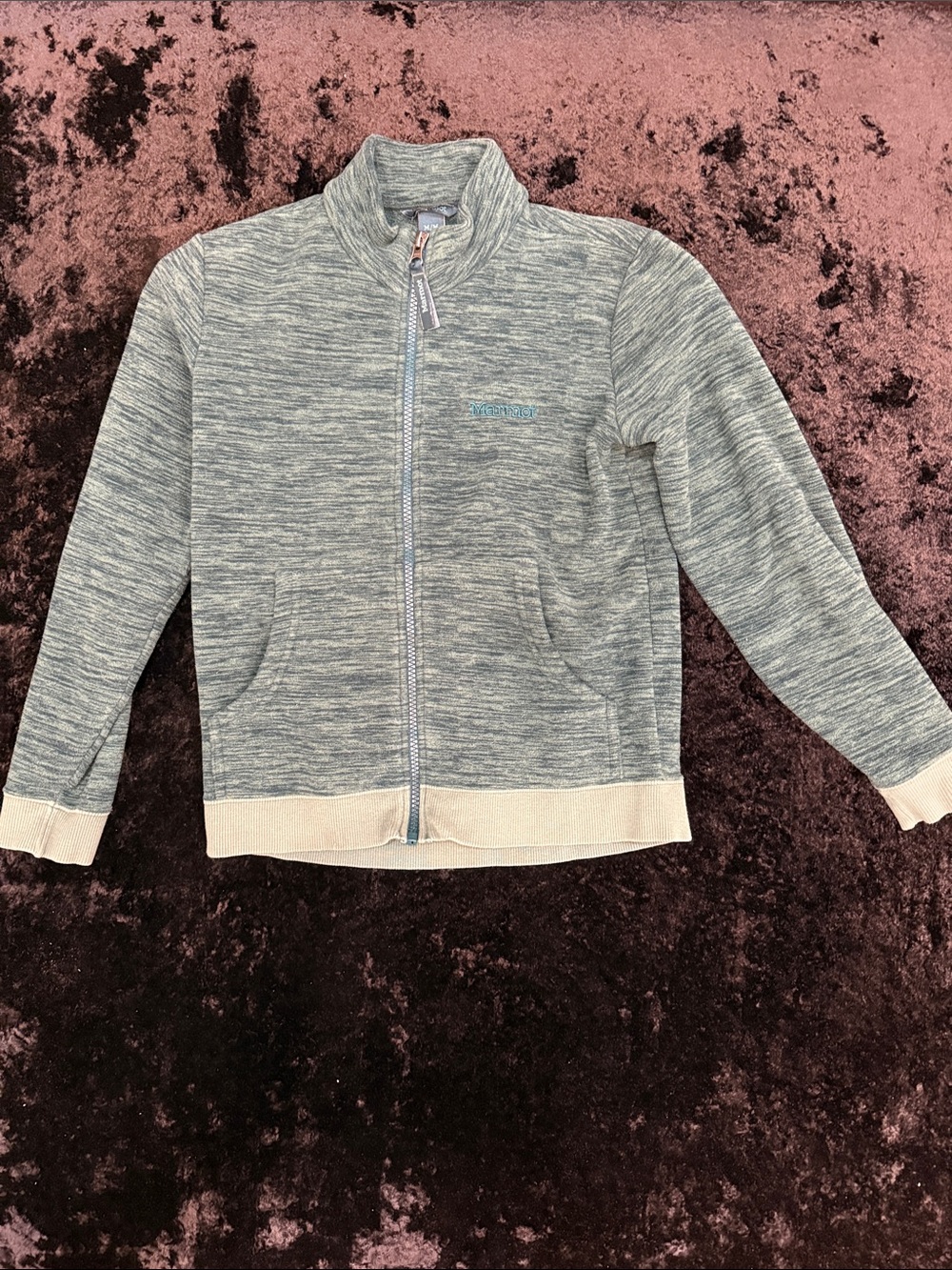 Marmot Forest Green Full-Zip Kids Jacket with light green Trim